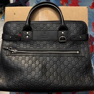 GUCCI WEB LEATHER BUSINESS SHOULDER BAG HANDBAG SATCHEL BRIEFCASE MEN WOMEN